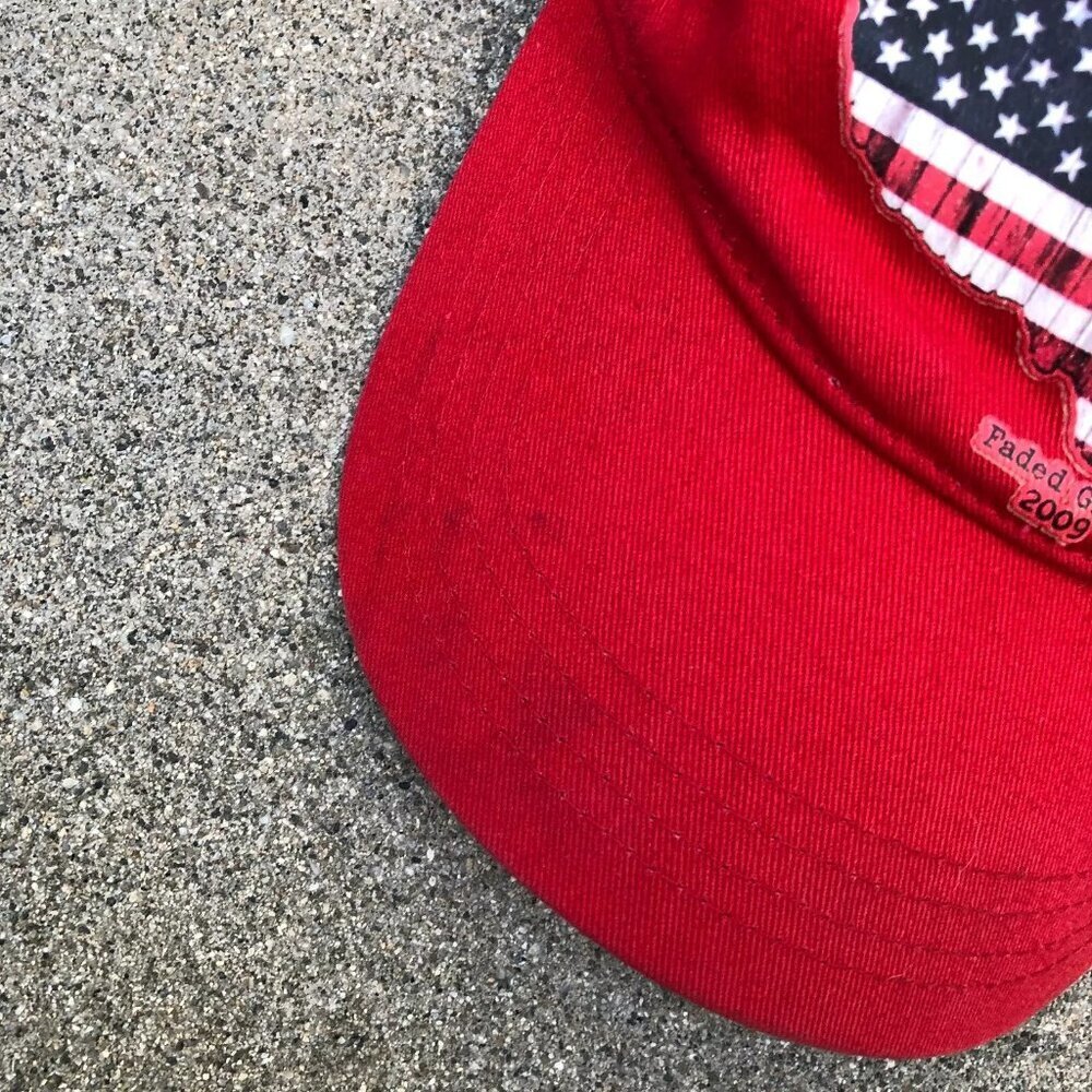 2009 FADED GLORY America USA Flag Baseball Hat Mens Red Adjustable Cap​​​ - Picture 3 of 5